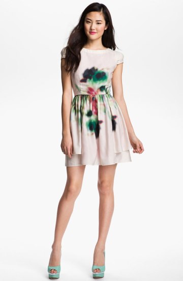 jessica-simpson-layered-print-fit-and-flare-dress