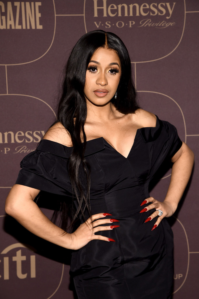 open lace back dress Cardi B Black Lace 2024 Oscars After Party Dress